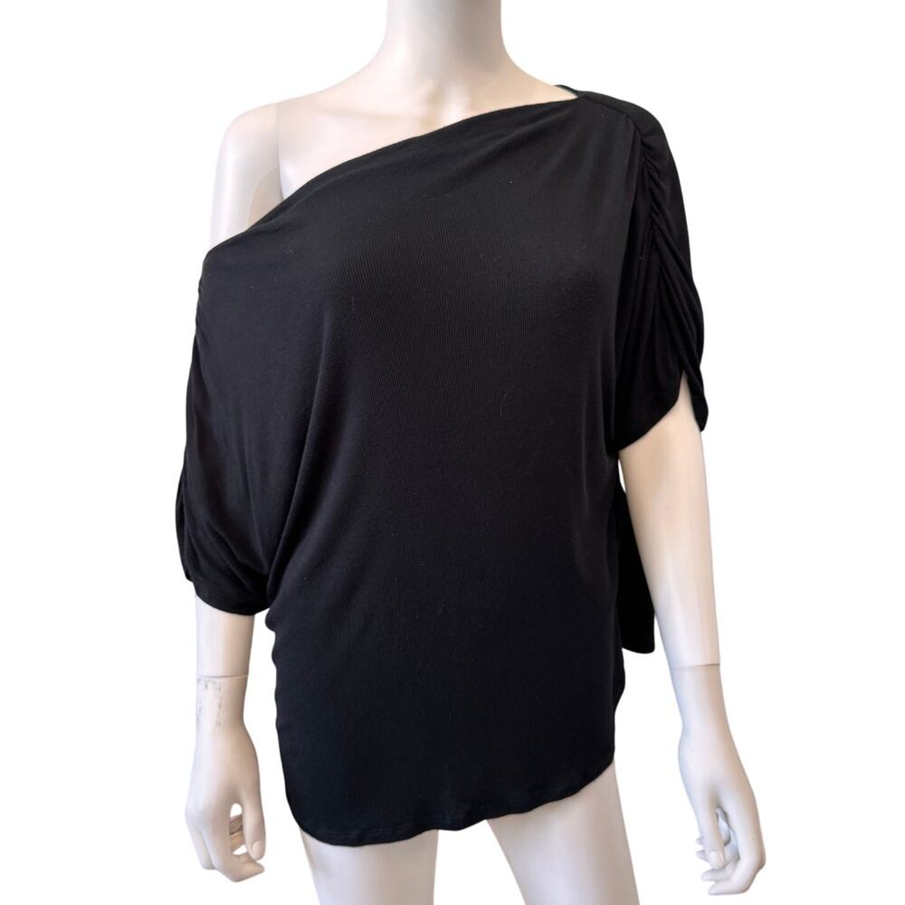 New H By Bordeaux  Black Ribbed Top FALL Size 1X